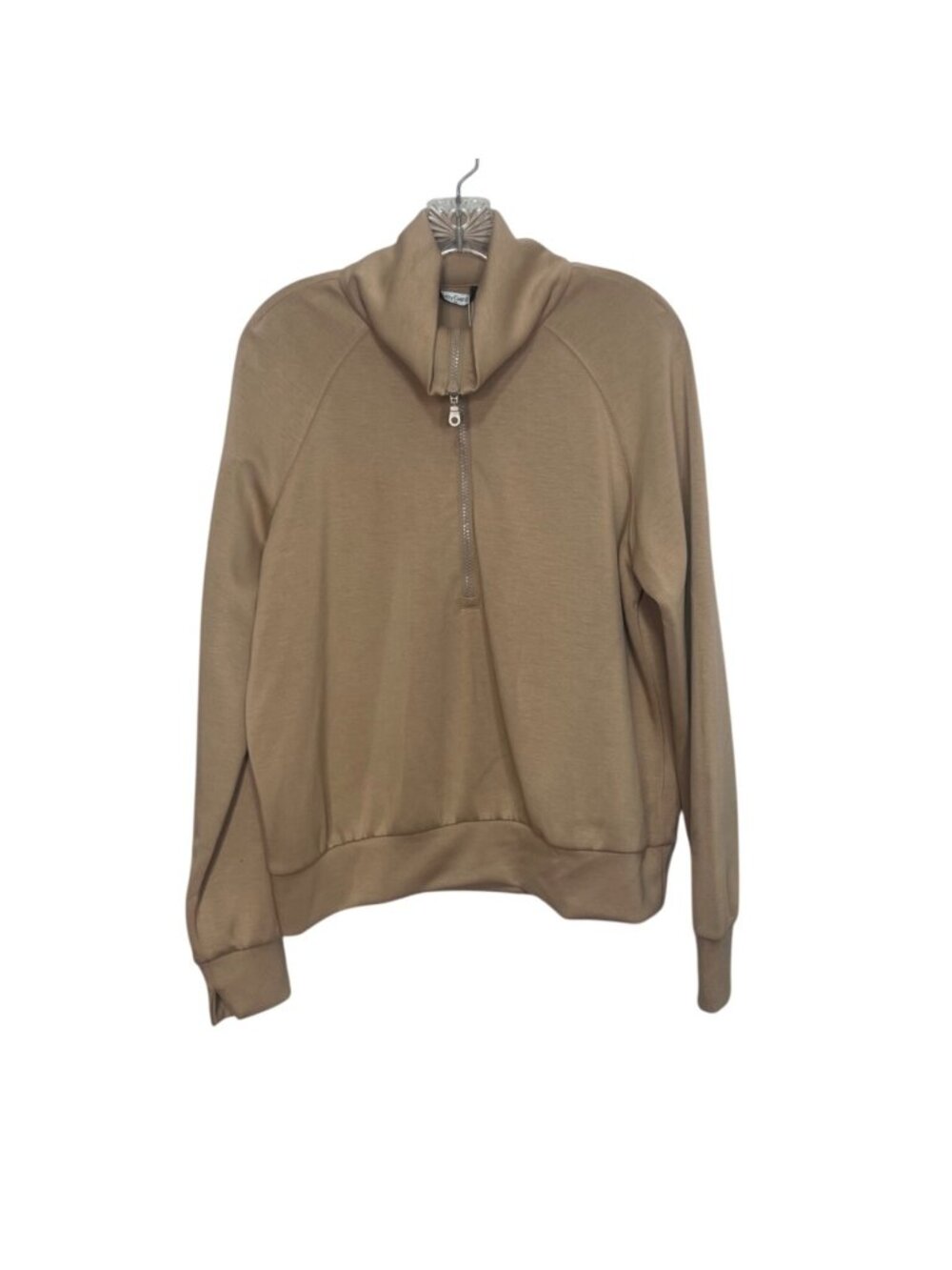 Prettygarden Half‎ Zip Pullover Sweatshirt Medium Tan New Cropped Activewear